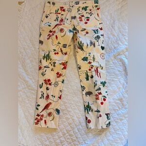 Tory Burch Cream Printed Straight-Leg Women’s Pants